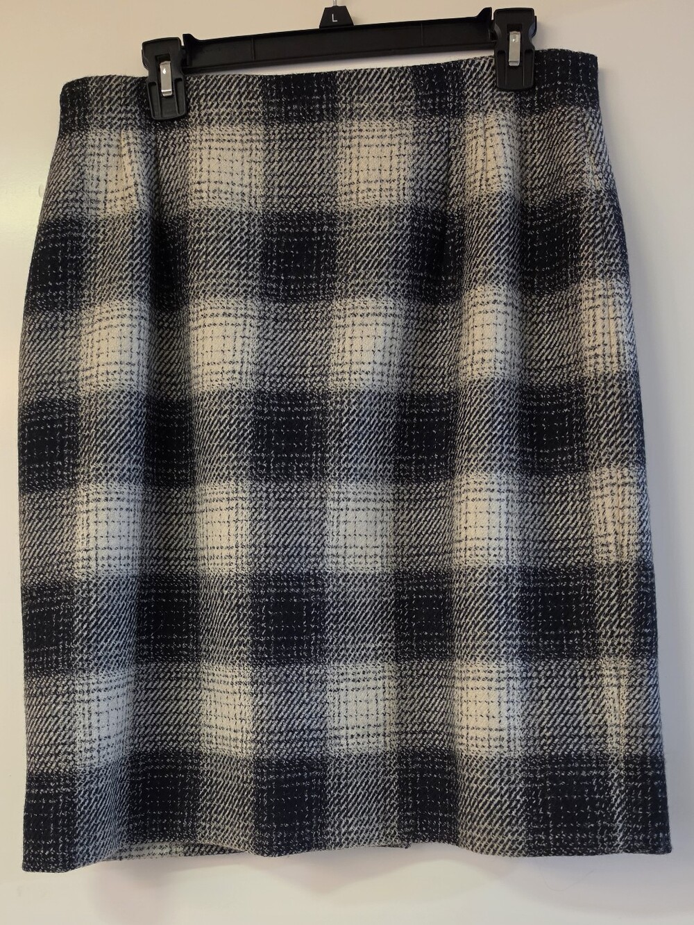 Jones New York Black and White Plaid Pencil Skirt